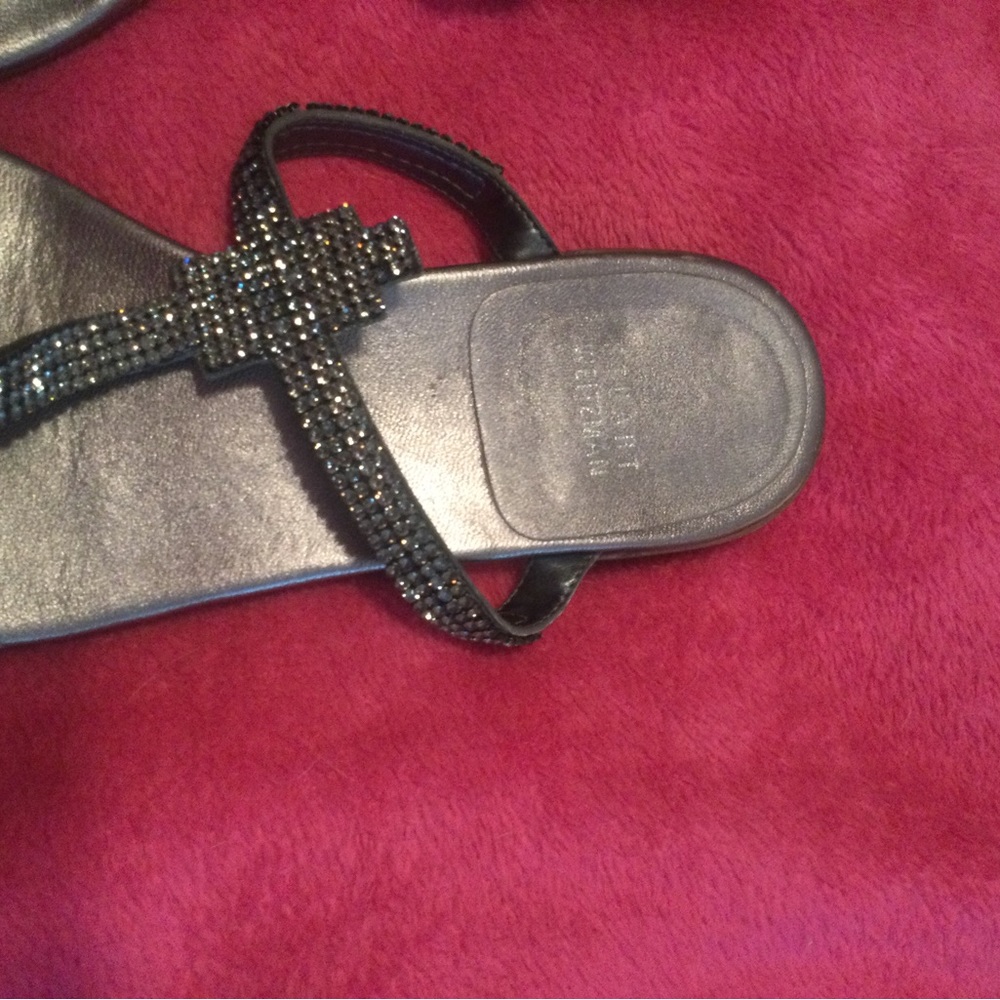 Stuart Weizmann Metallic Vanity Crystal T Strap F… - image 3